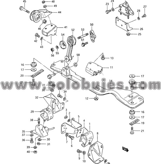 Buje soporte motor derecho Sprint 1989 catalogo