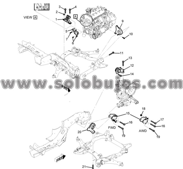 Buje soporte motor trasero izquierdo captiva 2.4 2017 catalogo