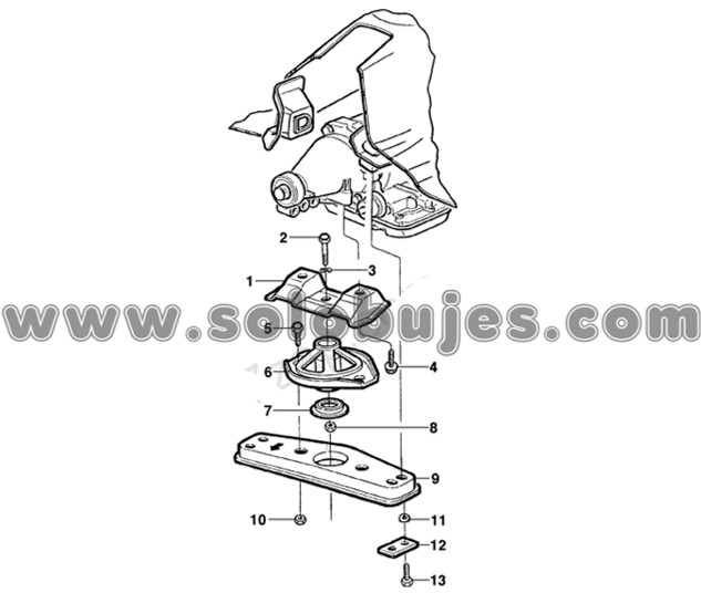 Soporte caja trasero Chevette 1980 catalogo