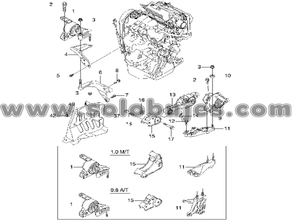 Soporte motor derecho Spark 2017 catalogo