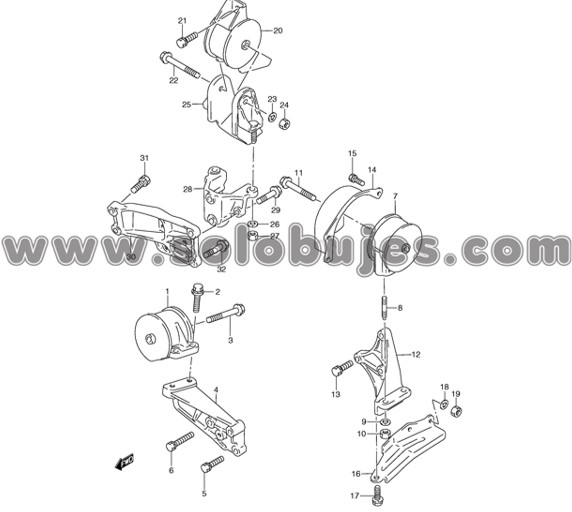 Buje soporte motor derecho Swift 1998 catalogo