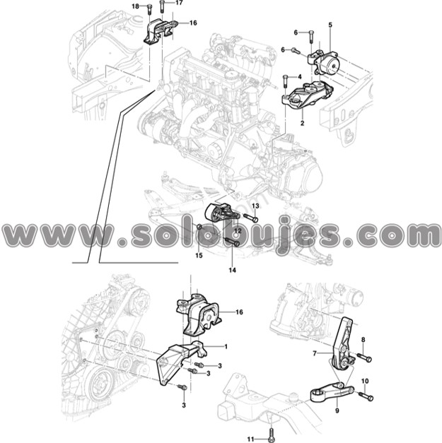 Buje soporte motor izquierdo Corsa Evolution 2004 catalogo