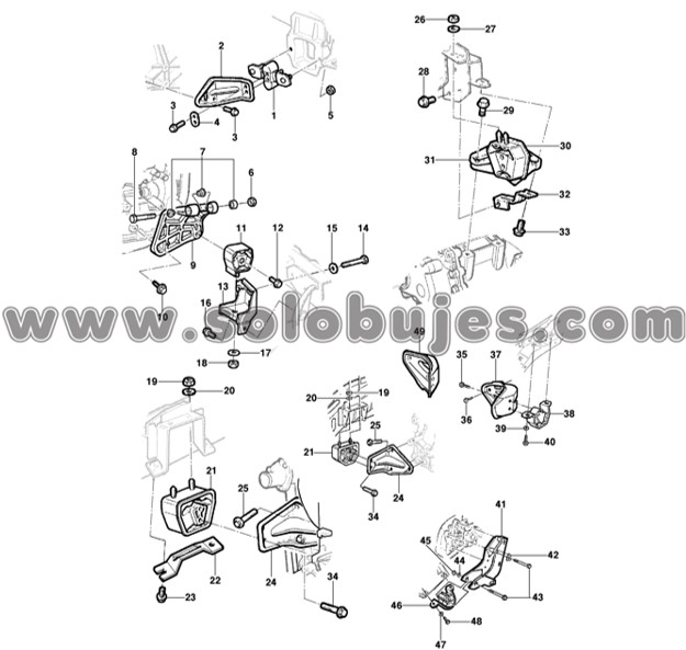 Soporte motor trasero izquierdo automatico Monza 1985 catalogo