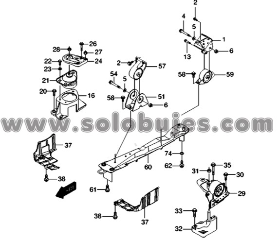 Buje soporte motor izquierdo Epica 2010 catalogo