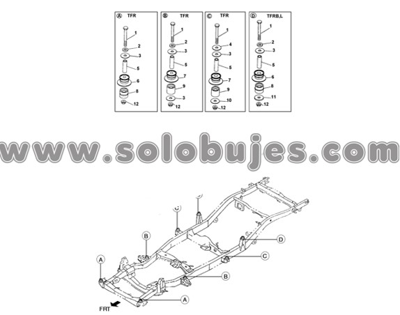 Soporte cabina trasero izquierdo Luv 1.6 1994 catalogo