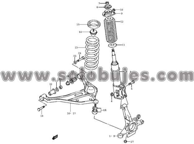 Buje tijera delgado Grand Vitara 2006 catalogo