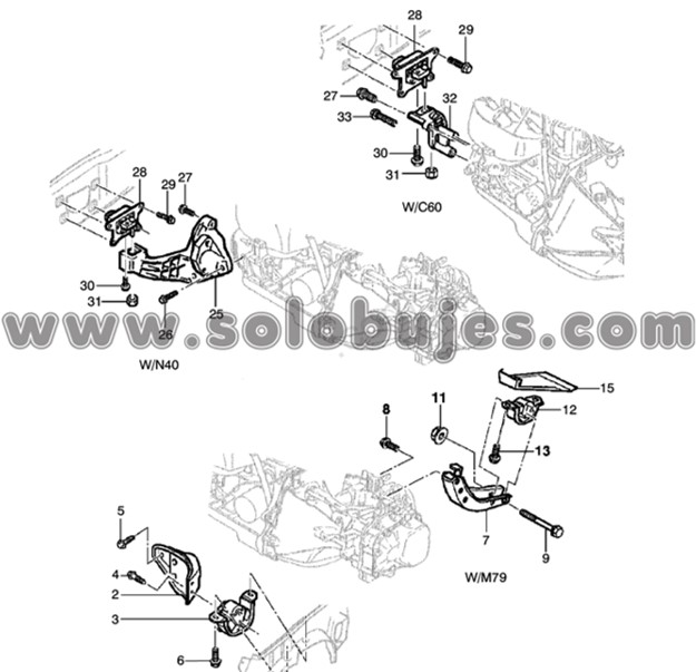 Soporte caja Chery C2 2007 catalogo