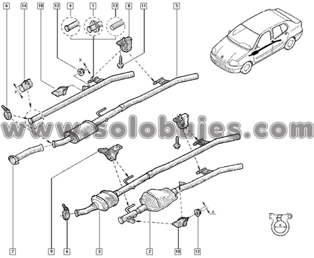 Soporte exhosto pequeño Clio 2002 catalogo