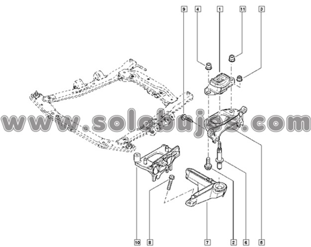 Soporte motor inferior izquierdo Duster 2014 catalogo