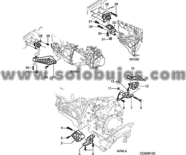 Soporte motor izquierdo diesel Chery C2 2005 catalogo