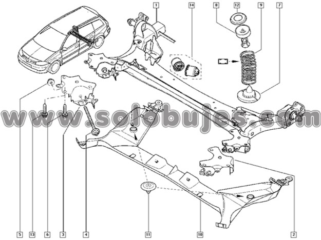 Buje puente Megane 2004 catalogo