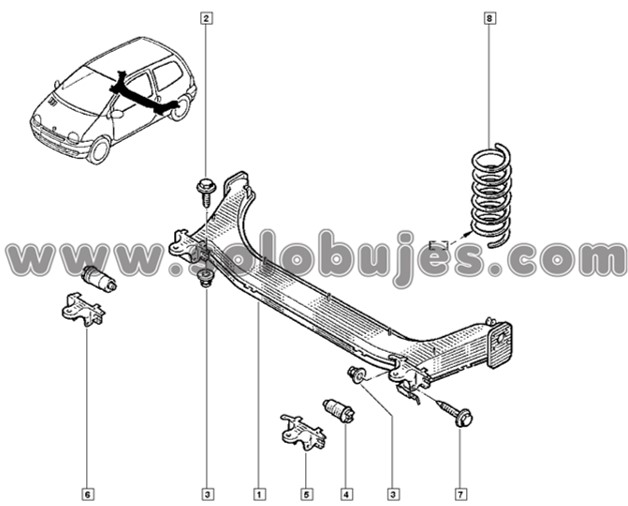 Buje puente trasero Twingo 1997 catalogo