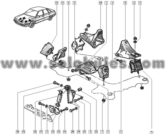 Soporte caja 2.0 Renault 21 1987 catalogo