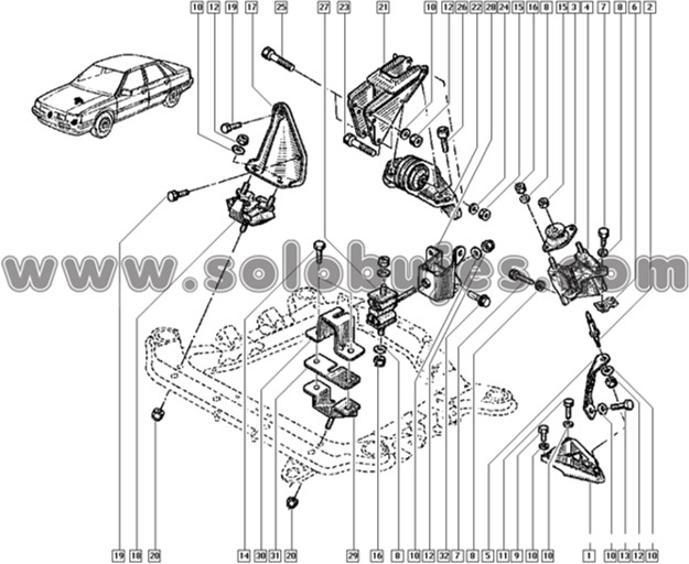 Soporte caja Renault 21 1990 catalogo