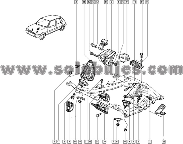 Soporte motor derecho Renault 5 1976 catalogo