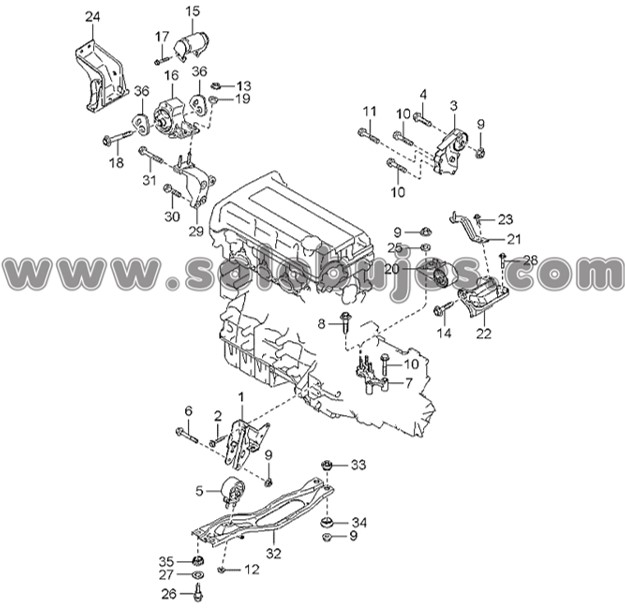 Buje soporte motor derecho Carens 2001 catalogo