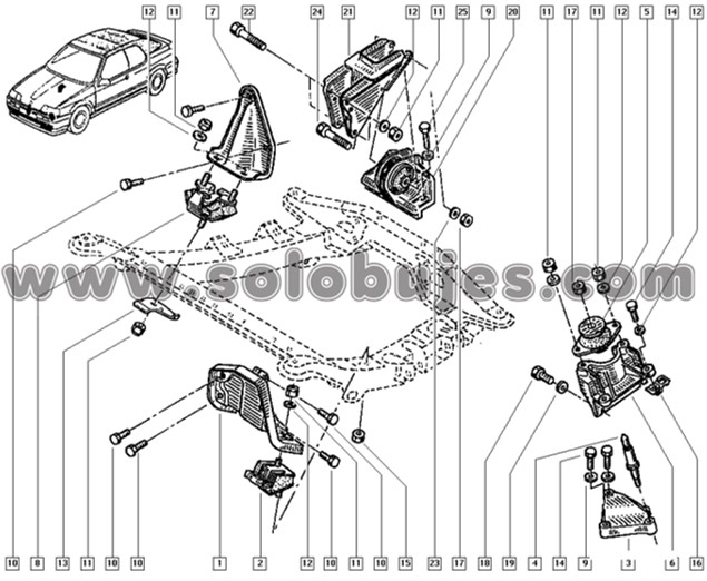 Soporte caja Renault 9 1984 catalogo