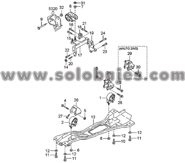 Soporte motor delantero Rio 2006 catalogo