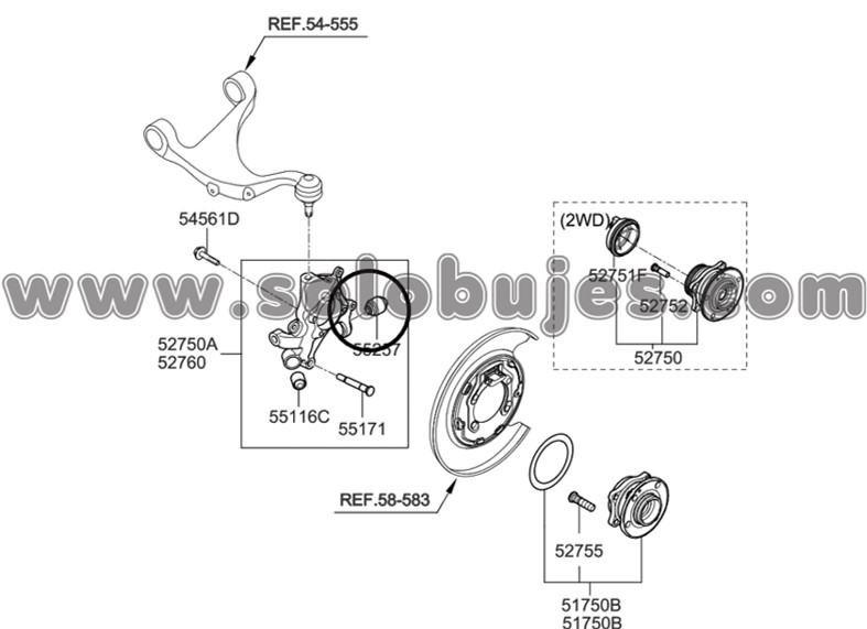 Buje portamangueta hidraulico Sorento 2013 catalogo