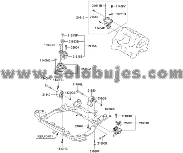 Buje soporte motor izquierdo Magentis 2004 catalogo