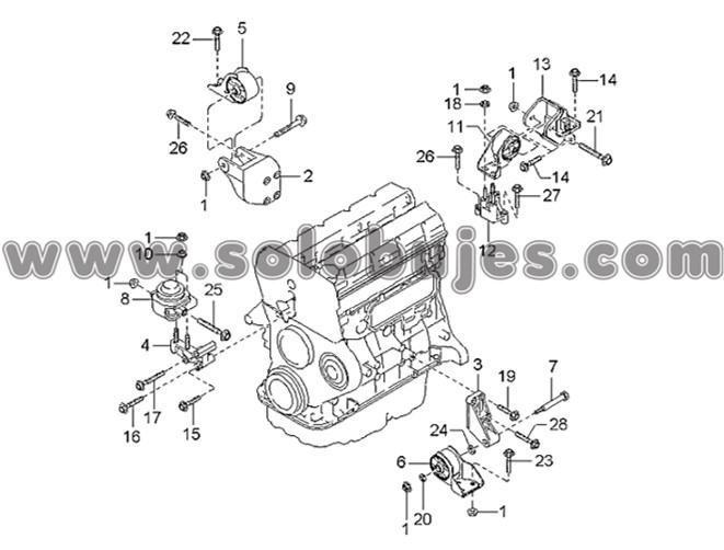 Soporte motor trasero Carnival 1998 catalogo