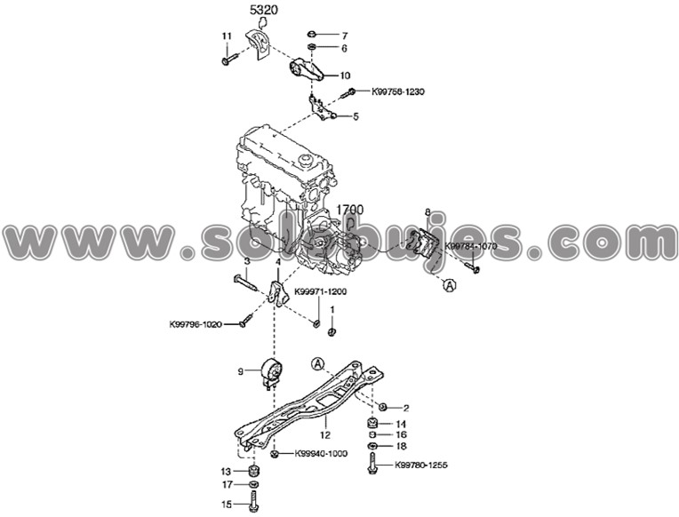 Soporte motor trasero Pride 1993 catalogo