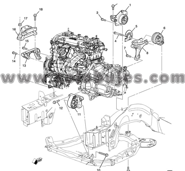 Buje soporte motor trasero HHR 2011 catalogo