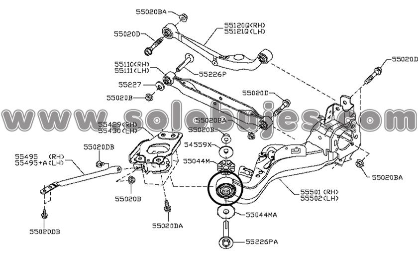 Buje tijera trasera Qashqai 2014 catalogo