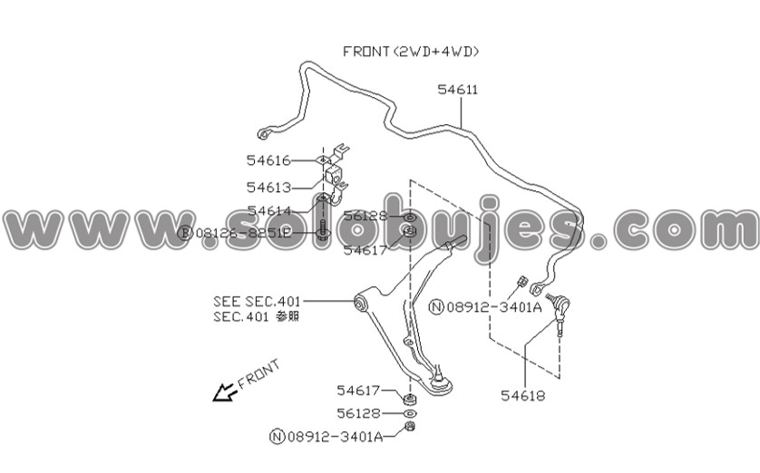 Caucho estabilizadora Sentra B12 1992 catalogo