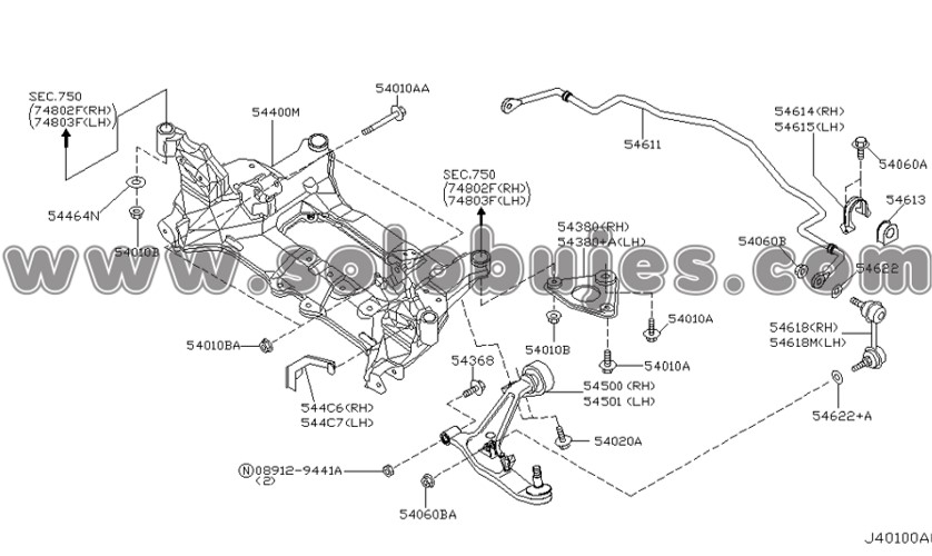 Cauchos estabilizadora delanteros Xtrail 2005 catalogo