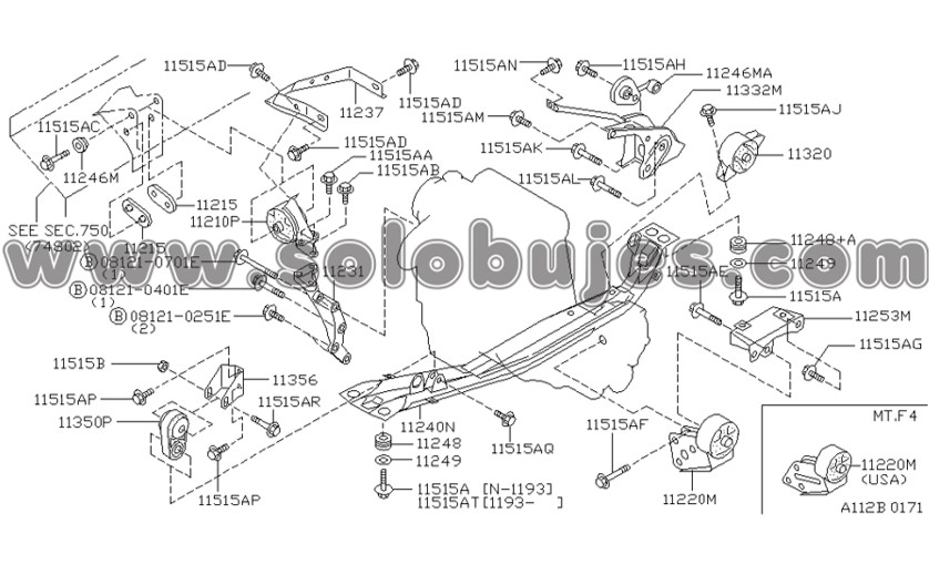 Soporte motor delantero Sentra B13 1997 catalogo