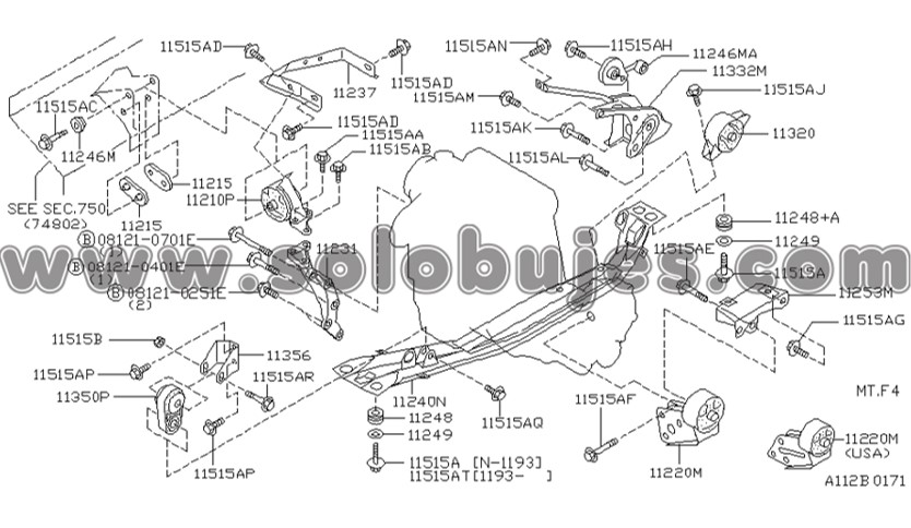 Soporte motor derecho Sentra 1997 catalogo