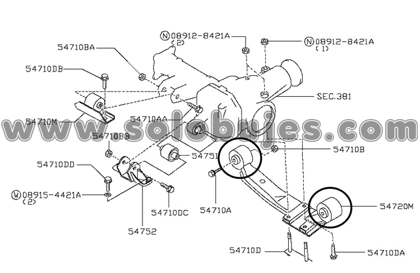 Buje soporte diferencial D22 2003 catalogo