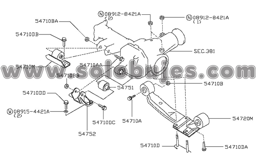 Buje soporte transmision Frontier 2014 catalogo