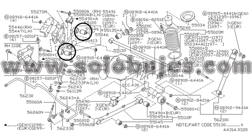 Buje templete Nissan Pathfinder 1998 catalogo