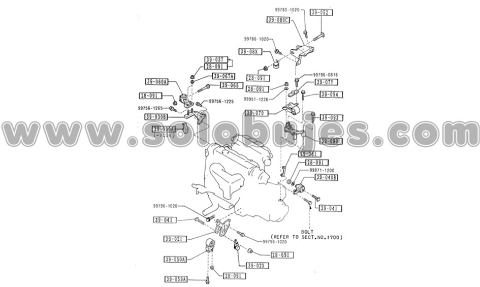 Soporte motor trasero 626 1989 catalogo