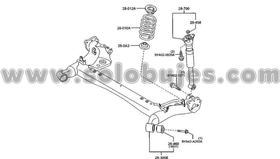 Buje puente trasero Mazda2 2011 catalogo