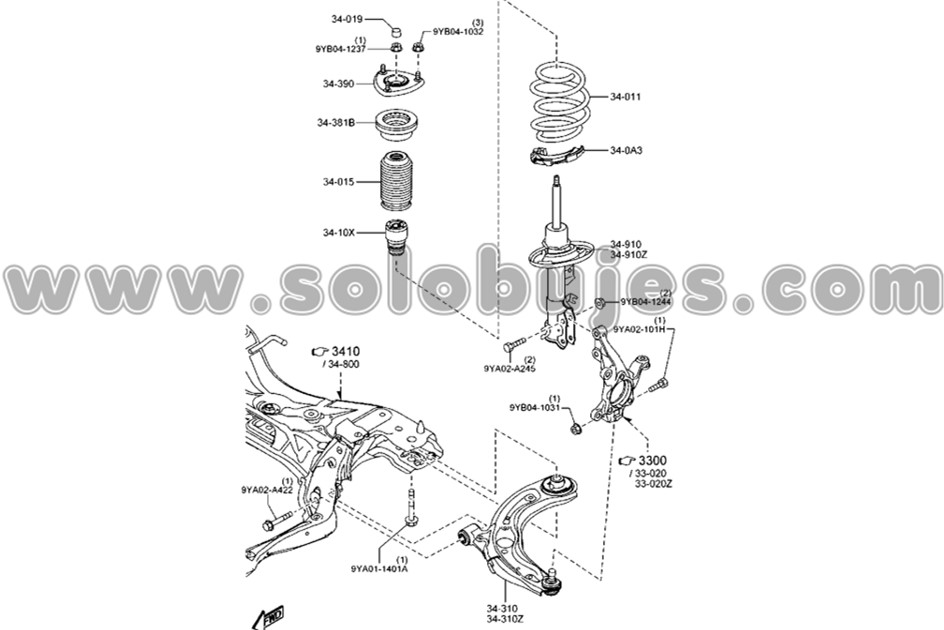 Buje puño tijera Mazda2 2015 catalogo