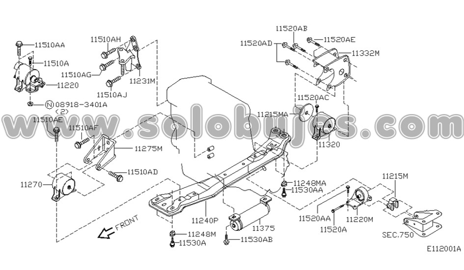 Buje soporte caja Almera 2000 catalogo