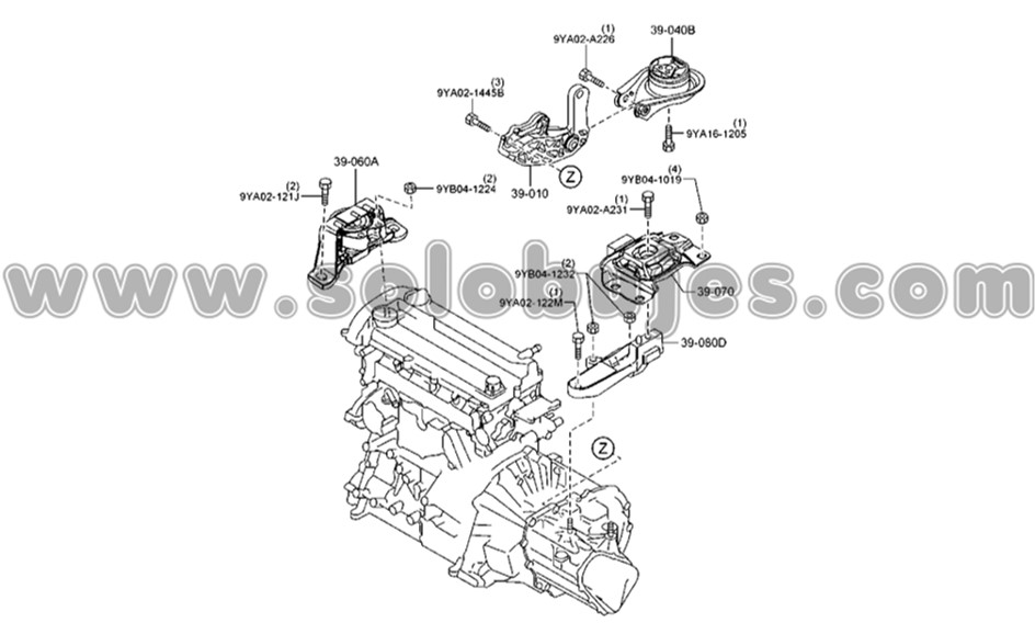 Buje soporte caja Mazda3 2007 catalogo