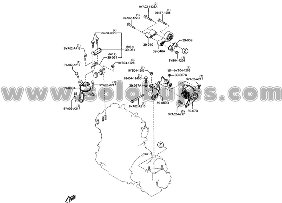 Buje soporte motor trasero Mazda6 2010 catalogo