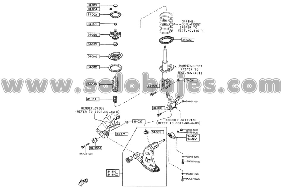 Buje tijera Mazda Milenio 2004 catalogo