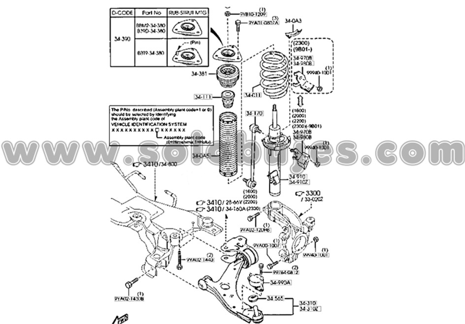 Buje tijera Mazda3 2004 catalogo