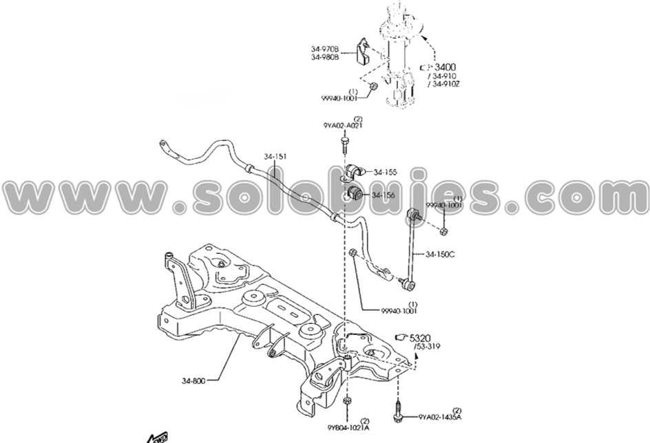 Cauchos estabilizadora Mazda2 2011 catalogo
