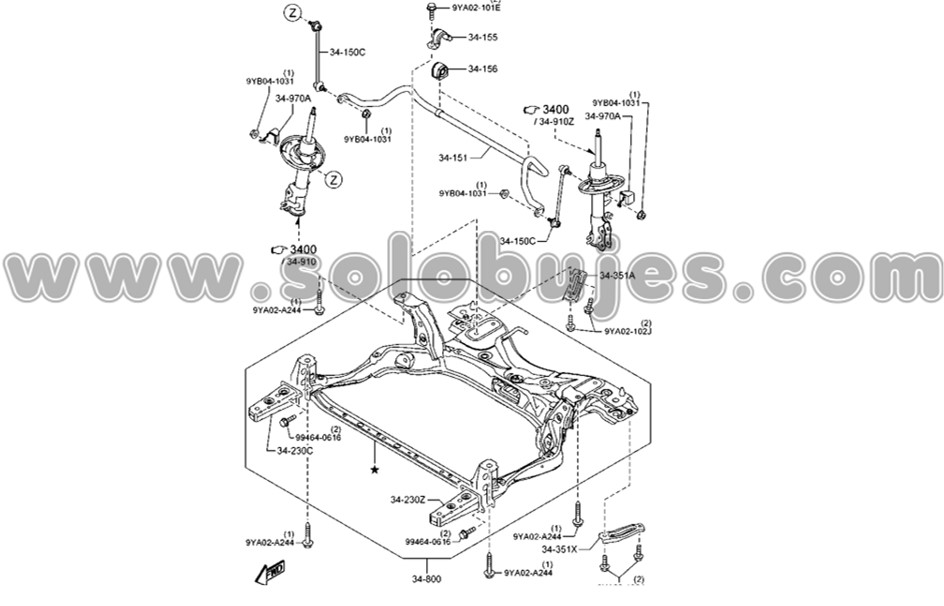 Cauchos estabilizadora Mazda3 2016 catalogo