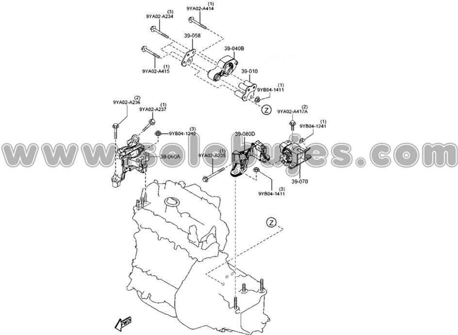 Soporte motor derecho Mazda3 2015 catalogo