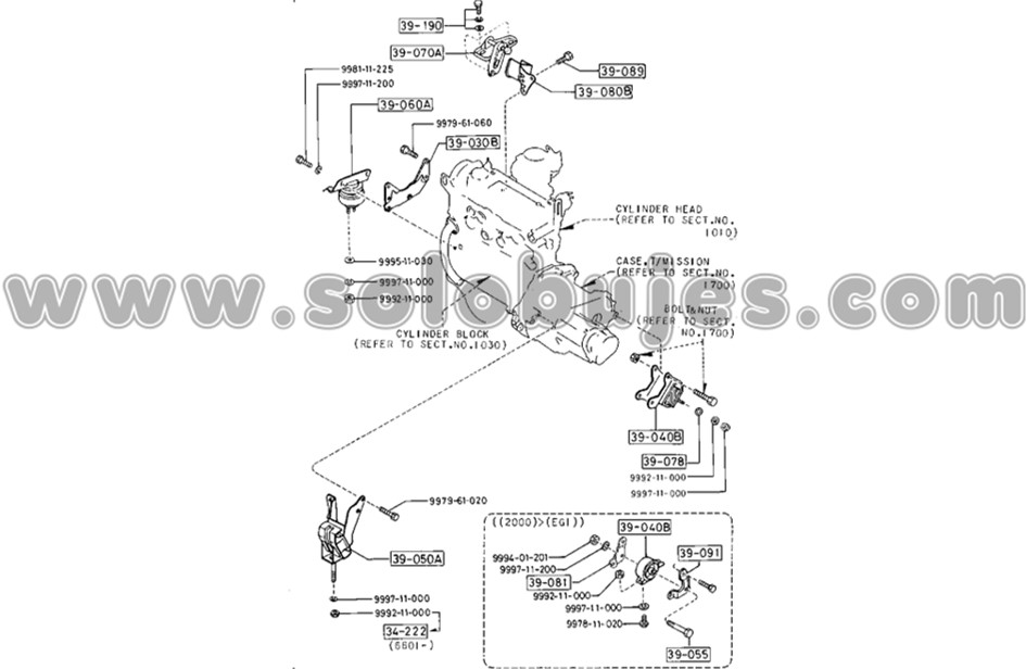 Soporte motor derecho 626 1985 catalogo