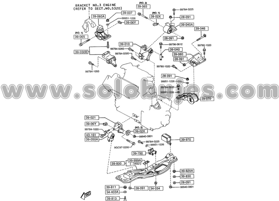 Soporte motor derecho 626 1994 catalogo