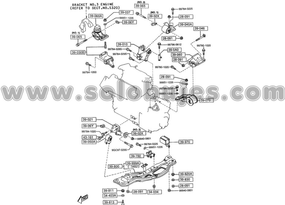 Soporte motor izquierdo 626 1994 catalogo