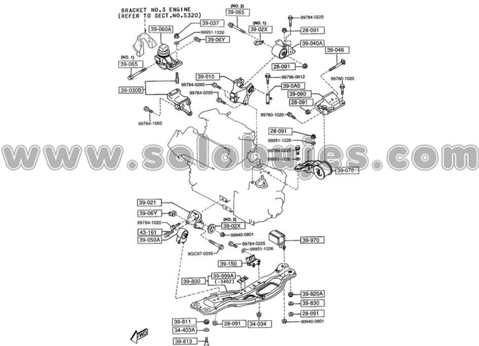 Soporte motor trasero 626 1993 catalogo